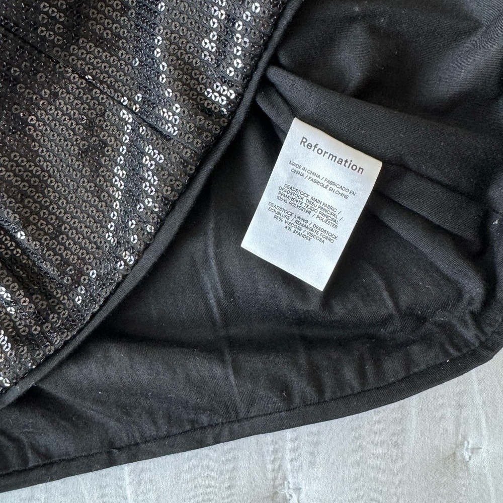 Reformation Small Sidney Black Sequin Halter Mini Dress - Picture 12 of 13